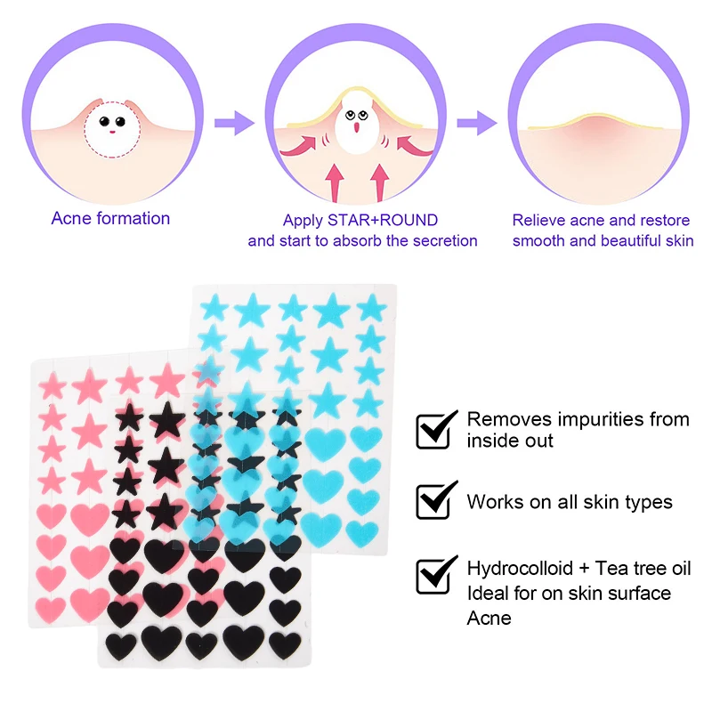 Star Pimple Patch Skin Care Adesivos, Colorido, Remoção de Acne Invisível, Corretivo, Face Spot, Beleza Maquiagem Tool, 36Pcs