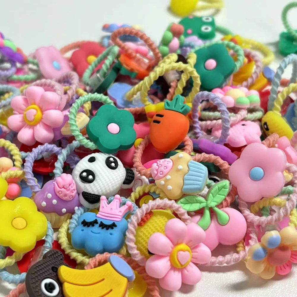 女の子用のかわいい親指ヘアゴム 20/30/40 個、高弾性、髪を傷つけません、甘い小さな女の子のヘアロープ、子供用