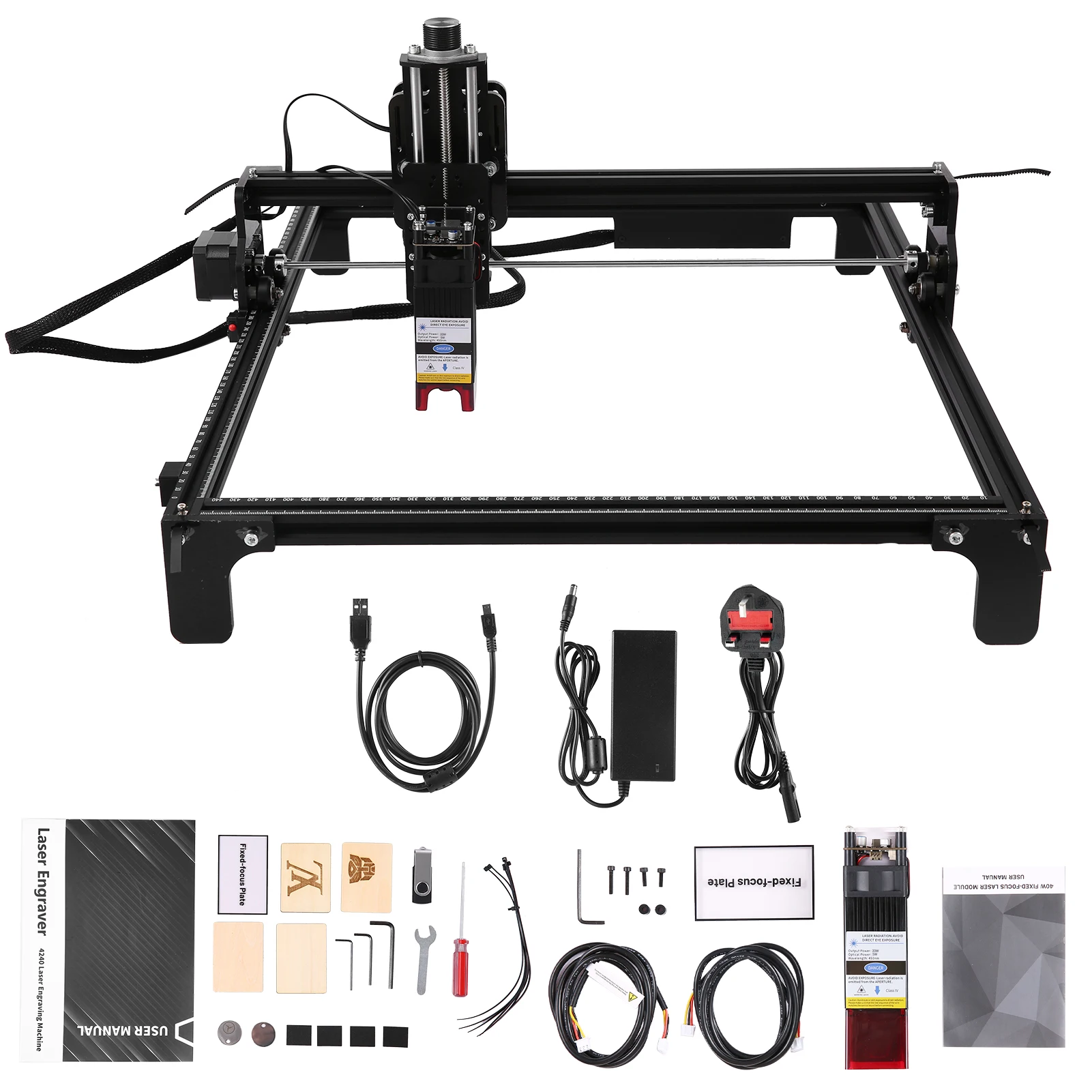 20W BT Laser Engraver Cutter 4240 CNC Laser Engraving Machine 420x400mm Large Working Area 5000mW Optical Power