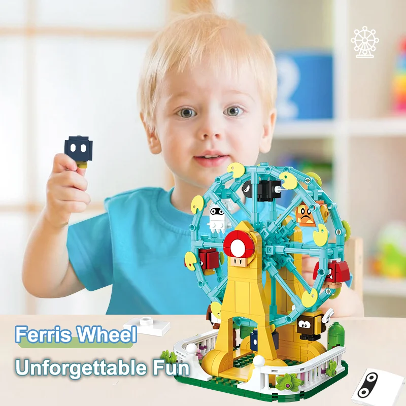 Carousel Ferris wheel Hot air balloon Building Blocks Amusement Park Friends Bricks City Srteet view Toys for Children Gift