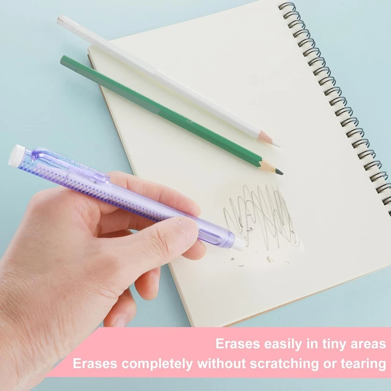 أقلام ممحاة ميكانيكية قابلة للسحب ، 2 إعادة تعبئة ، 10 محايات بديلة ، مدرسة ، منزل ، مكتب ، 12 عبوة
