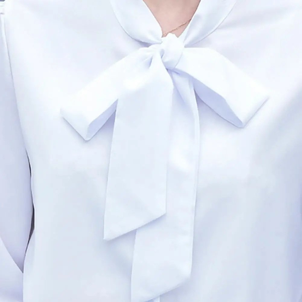 

Women Spring Autumn Style Blouses Shirts Lady Casual Long Sleeve Bow Tie Collar Blusas Tops Solid Color Single-Breasted Shirt