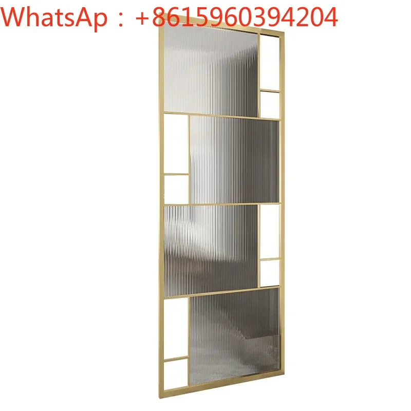 Customized Nordic light luxury stainless steel Changhong glass partition screen living room simple modern wrought iron