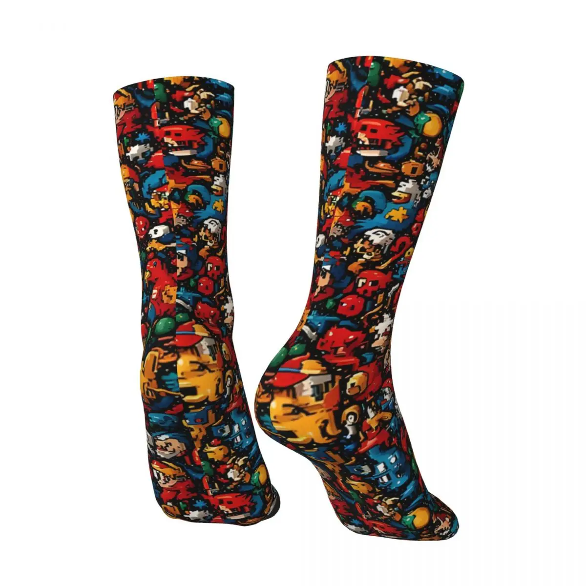 Calcetines de compresión con estampado de personajes de Arcade para hombre, medias Retro sin costuras, Unisex, Harajuku, novedad