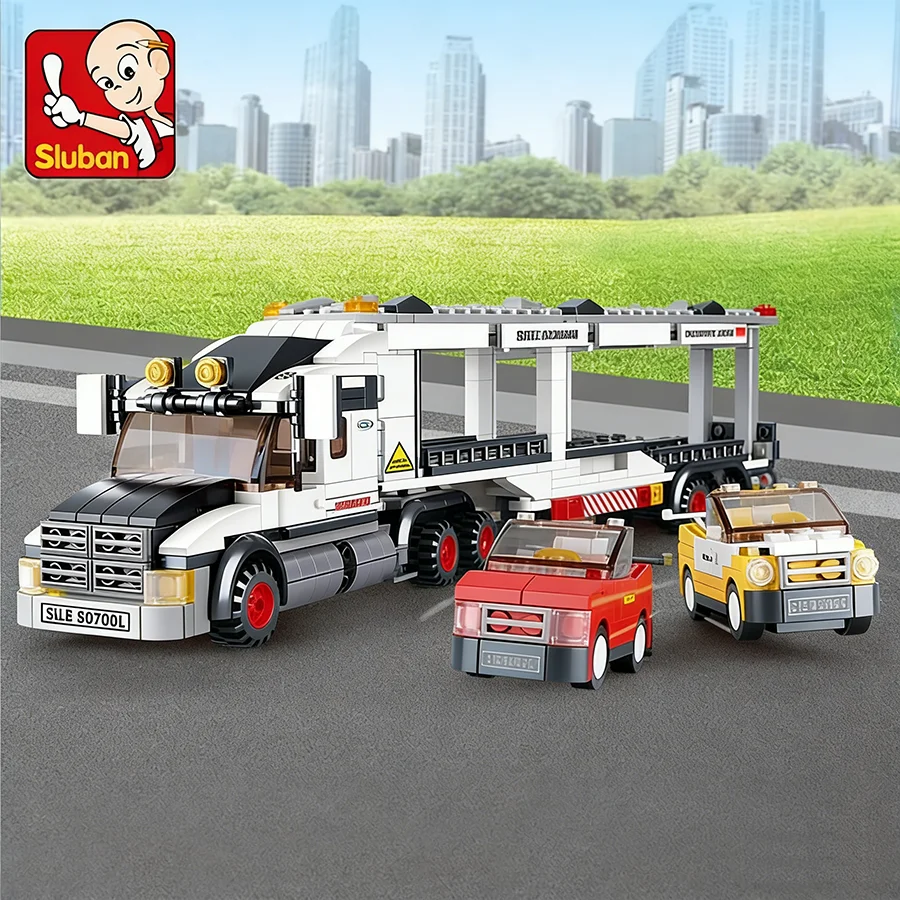 638PCS 슬루반 0339 운송 차량 버스 블록 세트 테크닉 시티 브릭 어린이 DIY 교육용 장난감 생일 선물