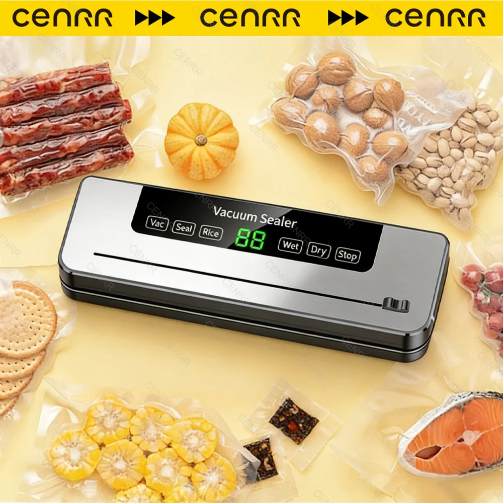 

NEW Electric Vacuum Sealer Food Storage Seal Touch Button Dry/Wet Built-in Cutter Kitchen Food Sealing Vacuum Packaging Machine