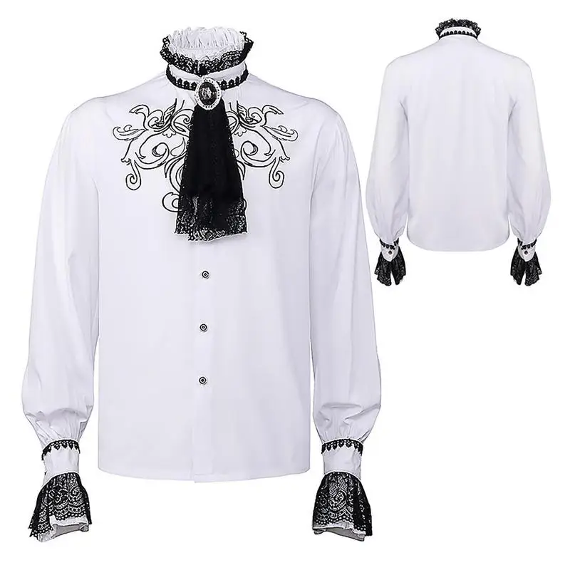 

Men's Medieval Shirts Ruffle Pirate Shirts for Men Medieval Renaissance Cosplay Costume Steampunk Victorian Tops for man