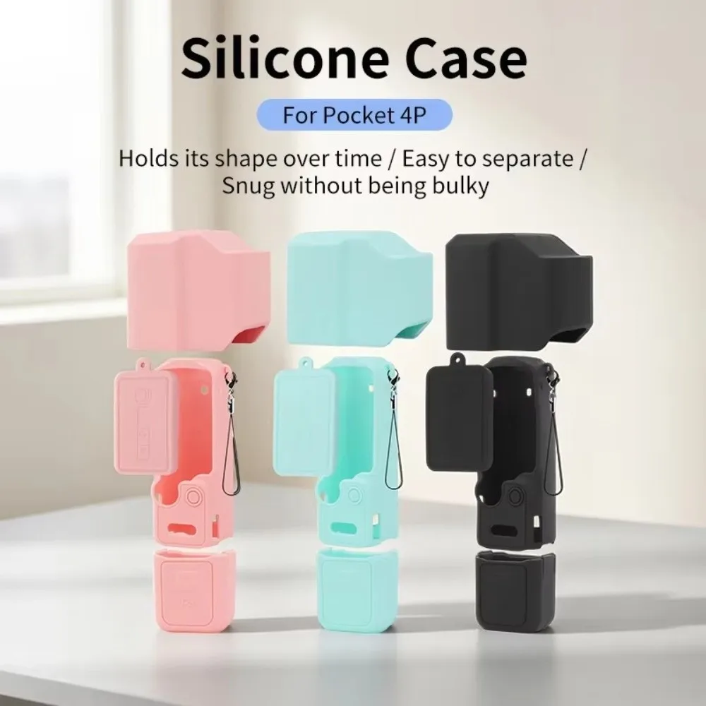 Silicone Protective Case Anti-Scratch Shockproof Screen Proetctor Full Coverage Lens Cover for DJI Osmo Pocket 4P