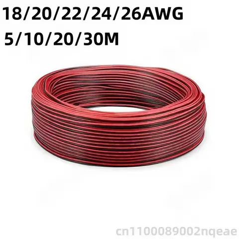 2pin Red Black Electrical Wire 18 20 22 24 26  LED Strip Cable 2 Core Tinned Copper Extension Power Cord For Lighting Audio