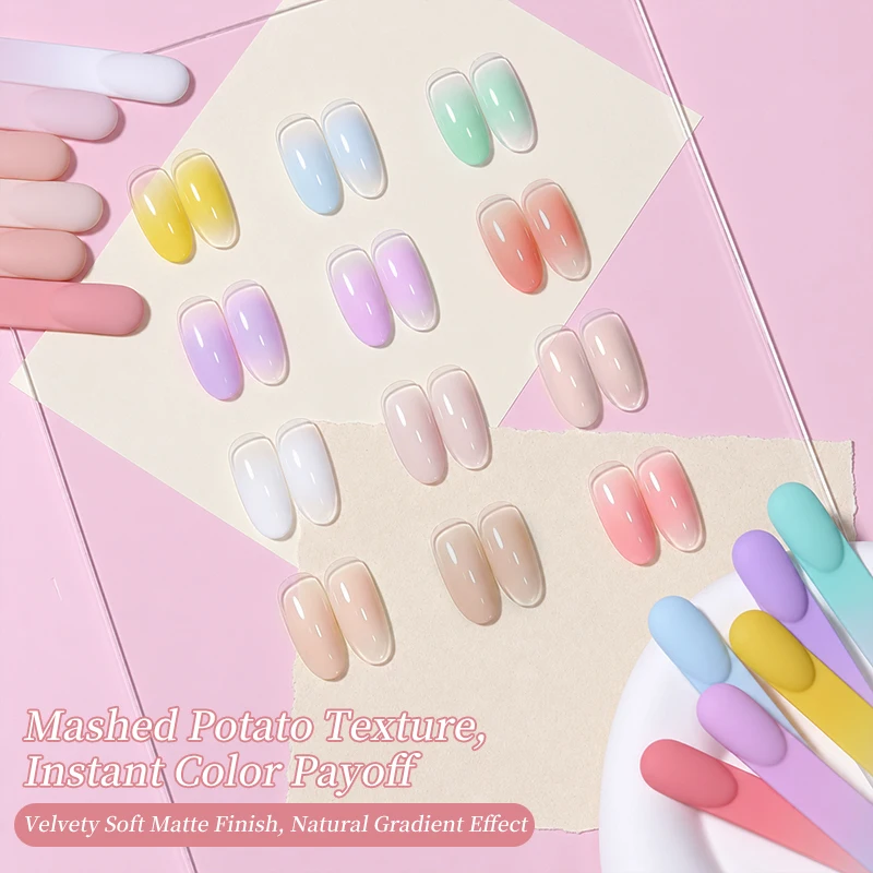 BORN PRETTY 6 Colors Cushion Patting Nail Gel Multi-function Gradient Ombre Blush Blend UV LED Manicure Painting Gel for DIY