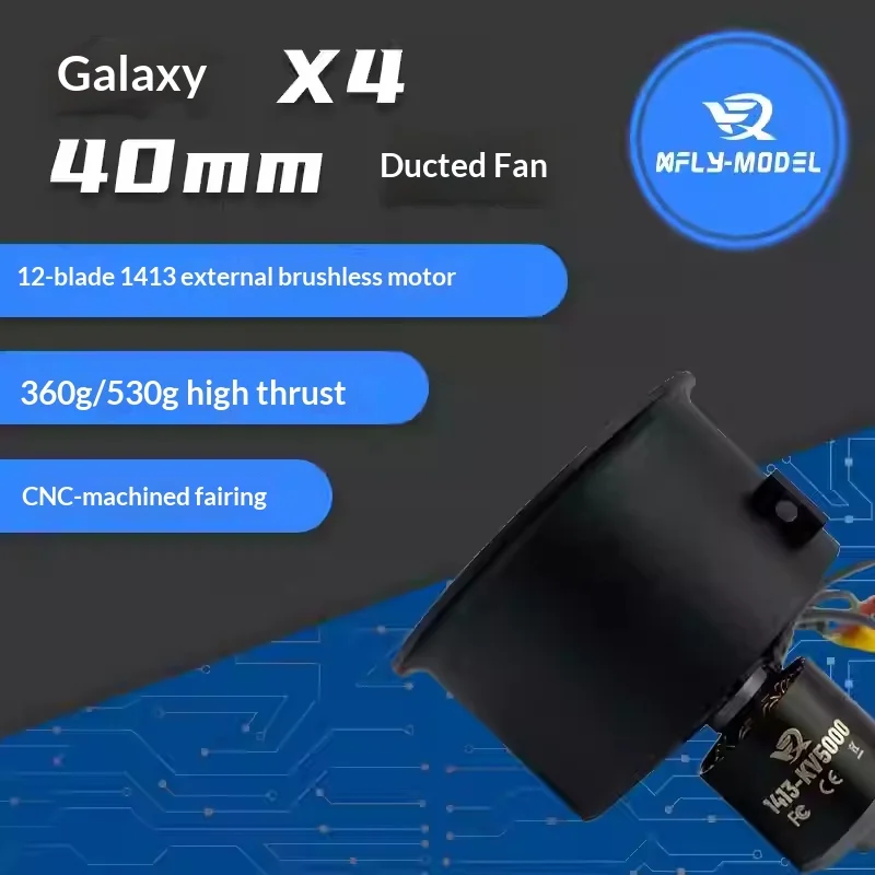 

Вентилятор канального типа Xfly Model 40 мм с 12 лопастями, система силового агрегата 3/4 с внешним бесщеточным двигателем 4S 1413-KV5000 для радиоуправляемых реактивных самолетов