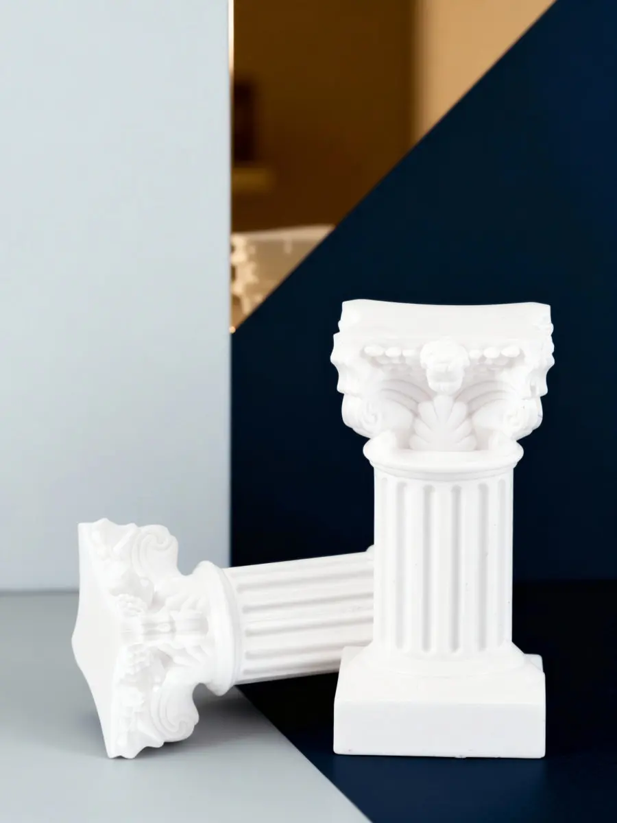 2Pcs ABS Column Holder Roman Style Desktop Ornament Minimalist Table Decor for Living Room Bedroom Shelf Aesthetic Use