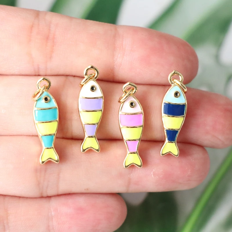 

5pcs /Brass Enamel Fish Pendants Charms for DIY Jewelry Bracelet Findings Handmade Necklace Earrings Making