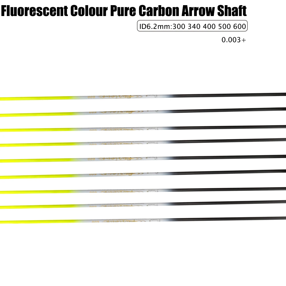 

6/12PCS PInals ID6.2mm 0.003+ Carbon Arrow Shaft Spine 300 340 400 500 600 Compound Recurve Bow Archery Hunting Shooting