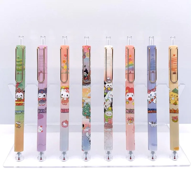 24pcs/lot Creative Winter Sanrio Press Gel Pen Cute 0.5mm Black Ink Signature Pens Gift Office School Supplies