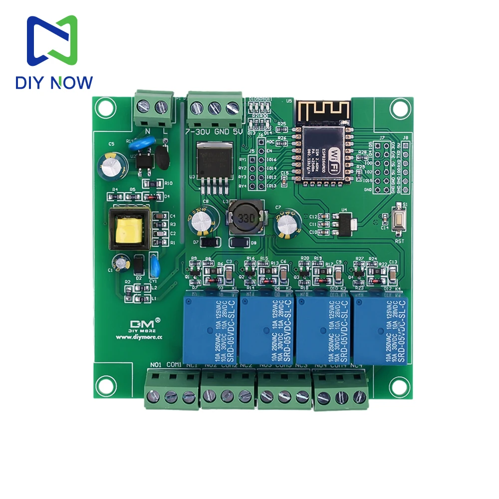 ESP8266 ESP-12F Development Board Voltage Monitoring Relay DC7‑12V/5V Relay Module WiFi 4‑Channel Industrial Parts AC90-250V