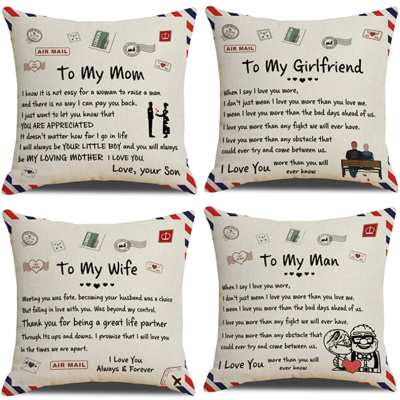 

Linen Pillow Case Envelope Series Print To My Son Cushion Cover 45x45cm Car Office Sofa Creative Gift Pillow Cover Home Decor