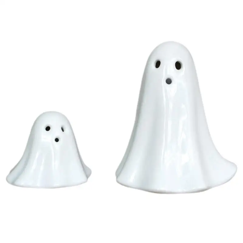 Ghost Desk Light Ceramic Halloween Ghost LED Night Light Ghost Shape Night Lights Battery Operated Lamp For Halloween Parties