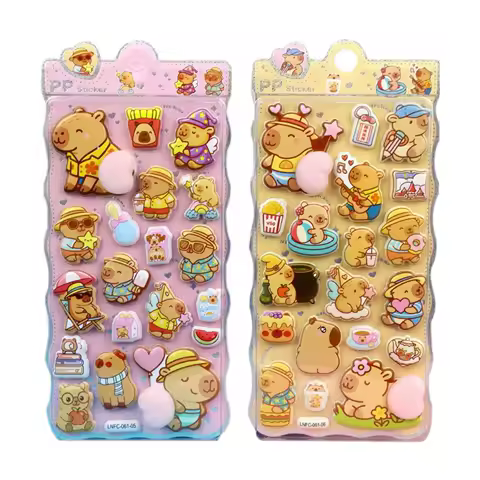 Cute 3D Stickers Funny Reusable Removable Toys Kids Capybara Journal Stickers for Children Birthday Classroom Scrapbooking