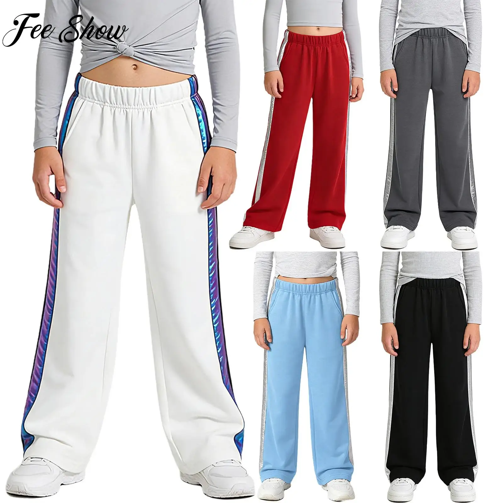 

Boys Athletic Basketball Sports Pants Kid Special Needs Adaptive Clothing Tear Away Hook-And-Loop Fastener Sweatpants Sportswear