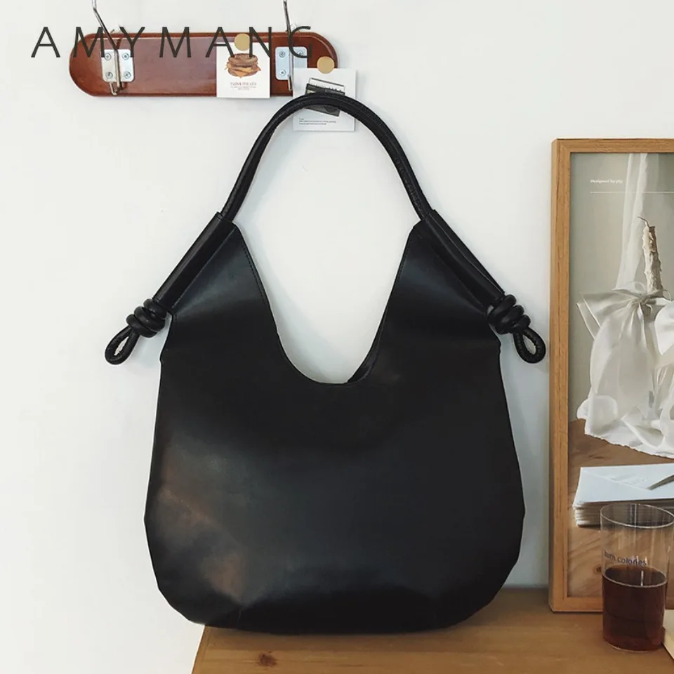 Women's Soft Leather Texture Crescent Hobo Bag Knot Decor Casual Tote Shoulder Bag Elegant Vintage Handbag for Daily Commute Sac
