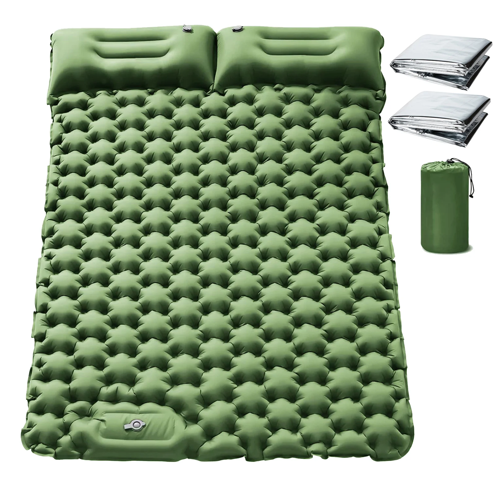 Doppelte aufblasbare Camping-Isomatte, mit Kissen, integrierte Fußpumpe für Outdoor-Rucksackreisen, Wandern, tragbare Camping-Pad