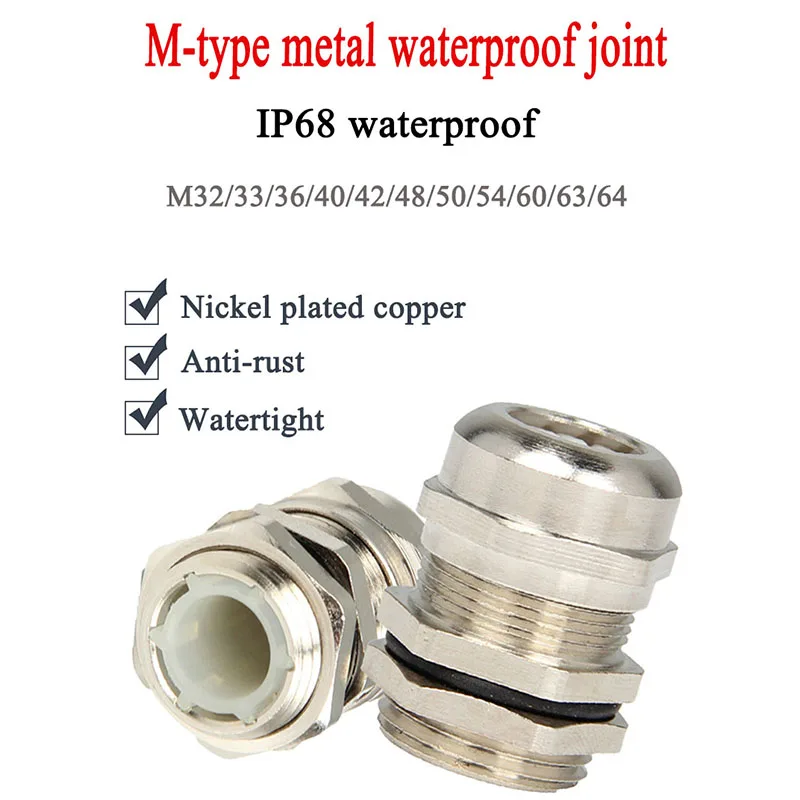 

1Pcs Waterproof Cable Gland 304 Stainless Steel Glands IP68 M-type M32 M64 Nickel Metal Joint Cable Fixing Seal Joint