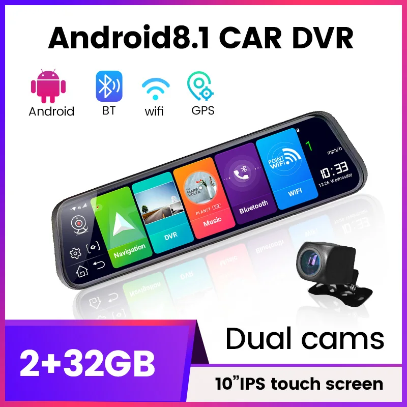 smart mirror car android 8.1 4G  Car RearView Mirror Camera 10” ADAS DVR Dash Cam Auto Video Recorder car camera GPS