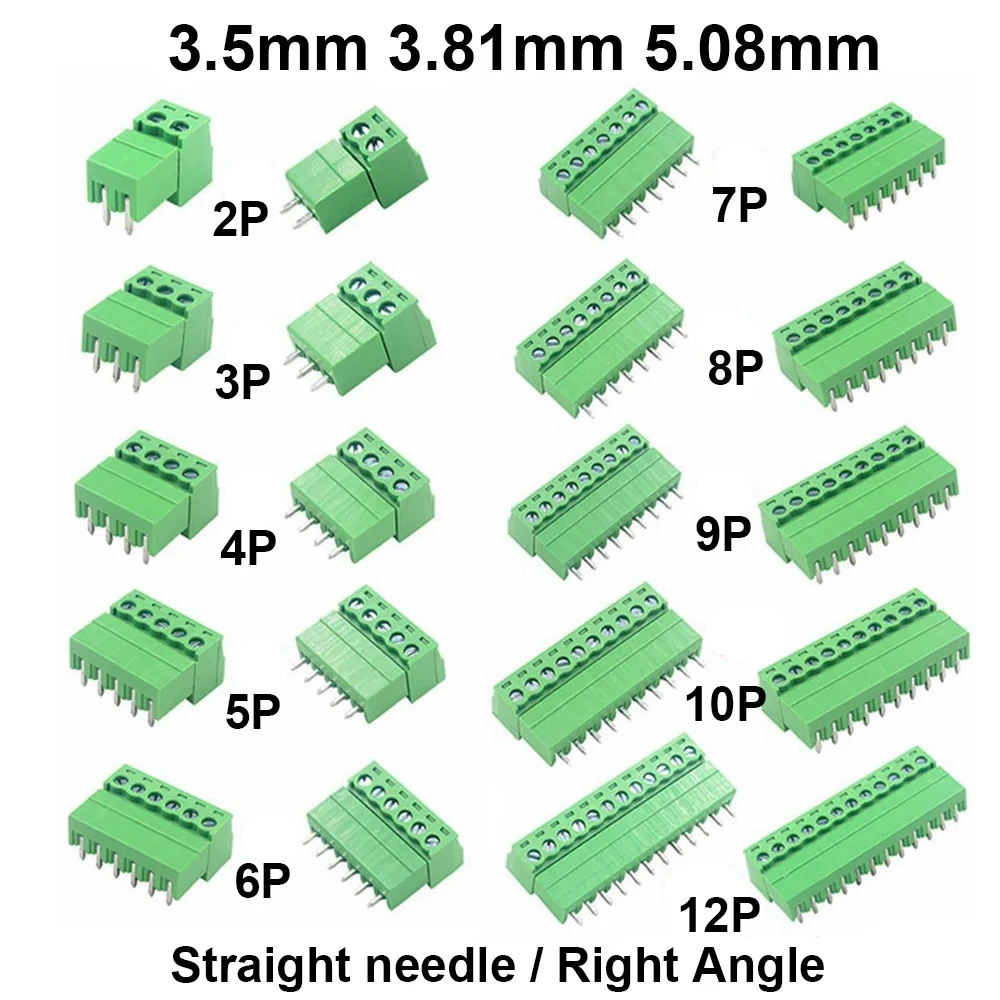 5Pairs 15EDG KF2EDG 3.5mm 3.81mm 5.08mm PCB Screw Terminal Block 2P-12 Pin Male Plug Female Socket Pin Header Wire Connector