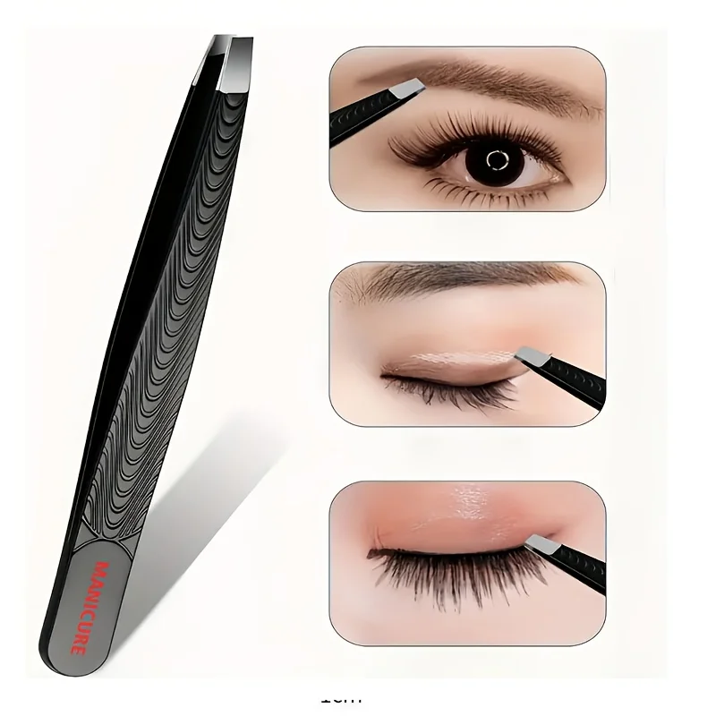 Pince à barbe en acier inoxydable, tondeuse de couleur dégradée, Beige clair et outil d'épilation pour le maquillage du visage, pince à cils et sourcils