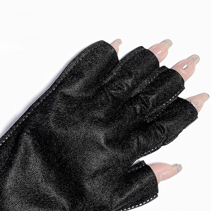 2pcs Polyester Anti Uv Rays Protect Gloves Nail Gloves Led Lamp Nail Uv Protection Glove for Prevent Hands from Turning Black