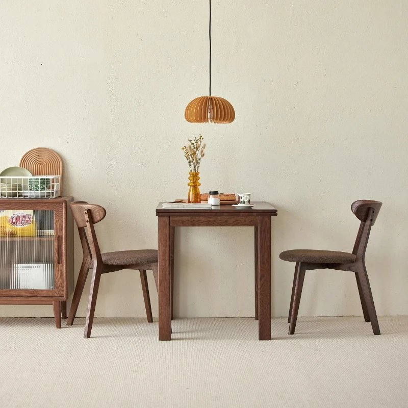 

Multifunctional folding dining chair and dining table set Solid oak black walnut Modern dining room furniture