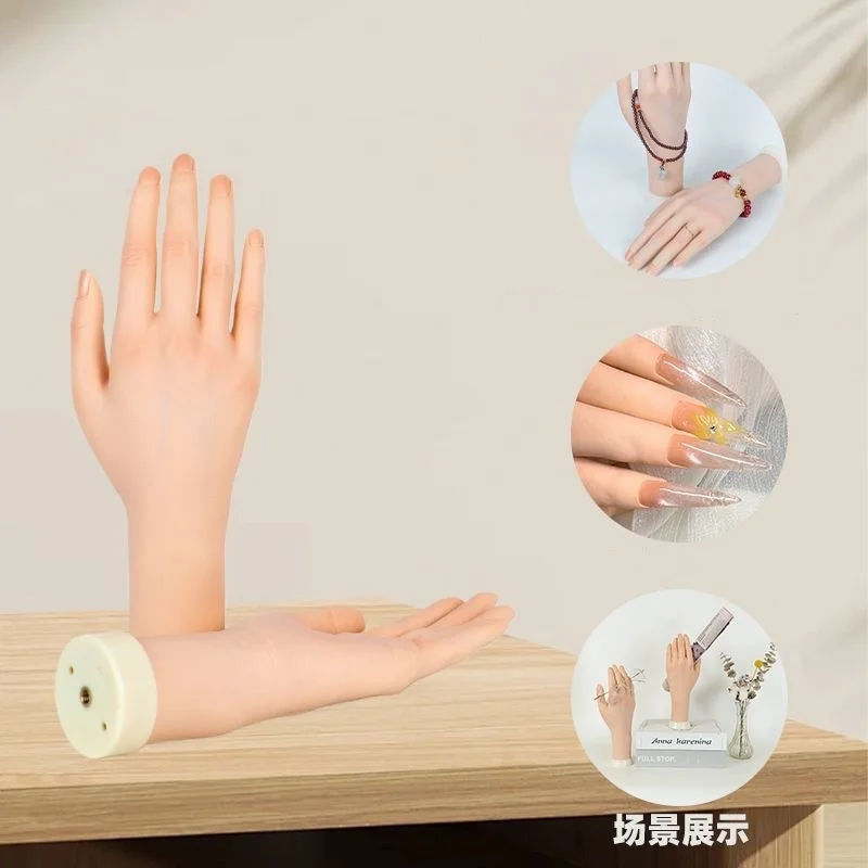 Beginnende nageloefening Fake Hand Simulatie Zachte siliconen Buigbare nagels Art Training Druk op nagels Sieraden Display Manicure Tool