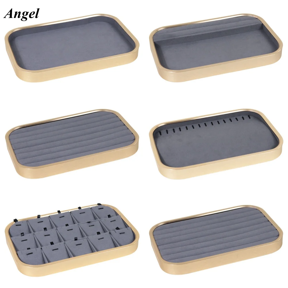 

1Pc Pendant Necklace Holder Jewelry Display Tray Rack Luxury Metal Velvet Earrings Ring Storage For Live Counter Jewelry Shows