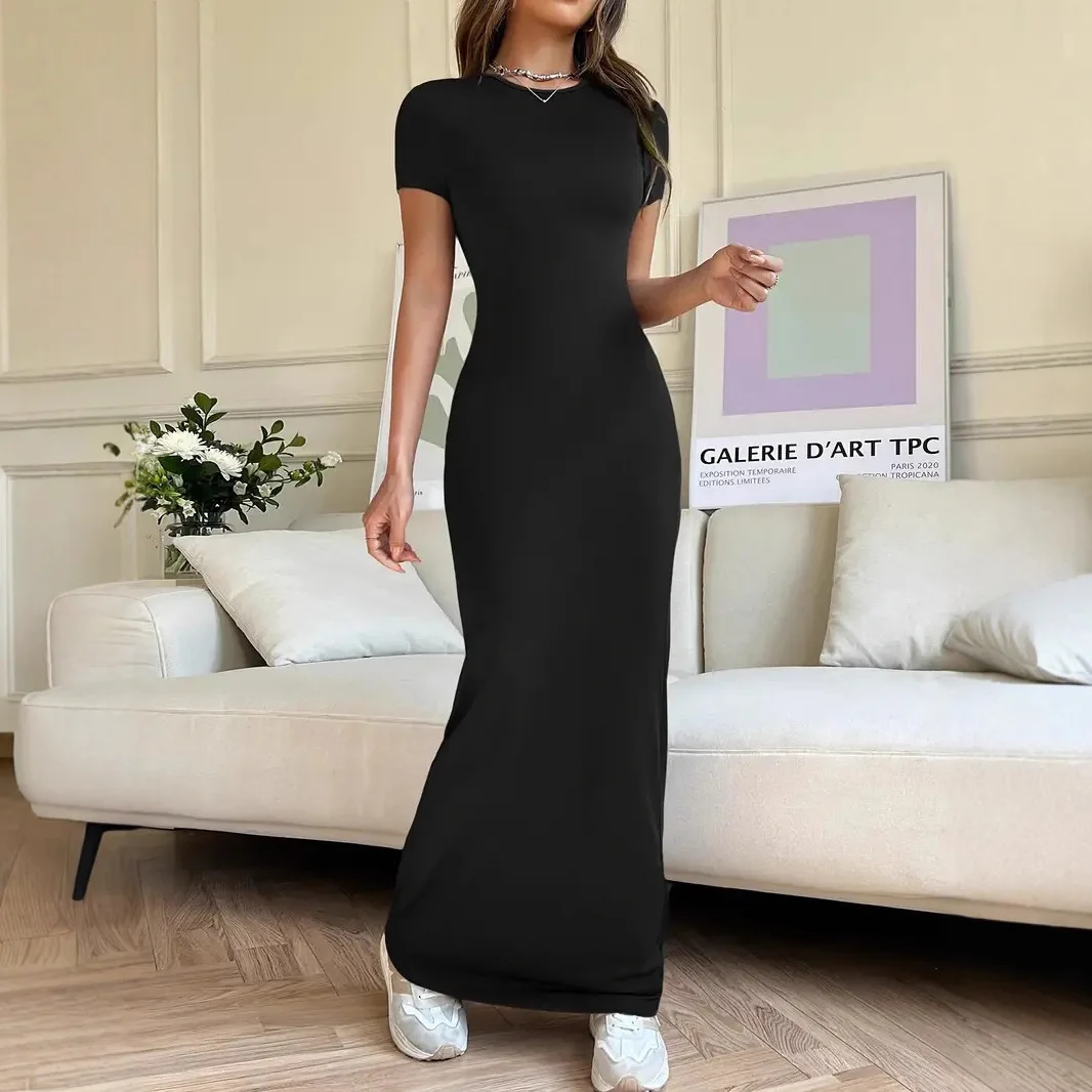 

Sexy Slim Fit ort Sve Long Dr Women's Spicy Pure Desire Midi Dr Casual Knitted Polyester Wrap Bodycon Skirt