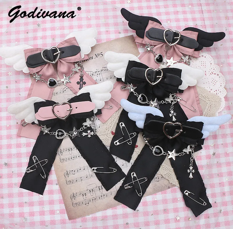 

Hair Accessories Female Hot Girl Bow Tie Sweet Cute Cool Rojita Japanese Style Brooch Leather Ring Lolita Hair Clips for Women