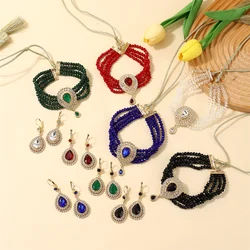New Moroccan Style Women'S Choker Necklace Headband Earrings Set Multi-Purpose Jewelry Bridal Wedding Jewelry