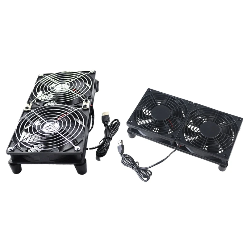 120mm 5V Double USB Fan for Efficient Heat Dissipation 1400rpm Speed,45CFM for Electronics and Exhaust Ventilation