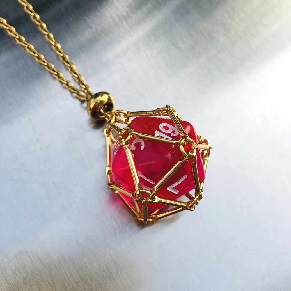 Handmade Colorful DND D20 Dice Pendant Necklace Unique Stainless Steel jewelry Gift for Role-Playing Game Enthusiasts Wholesale