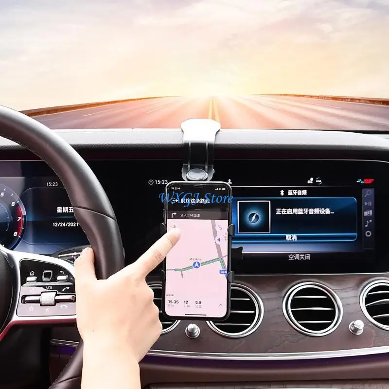 

37JE Rearview Mirror Headrest Phone Holder for Most Phones Easy to Install Mount