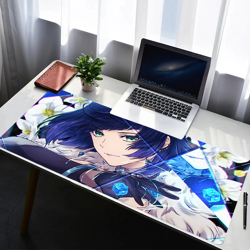 

Mouse Pad Laptop Non Slip Extended Desktop Mouse Mat PC Anime G-genshin Impact Yelan HD Keyboard Pad Gaming Accessories Mousepad