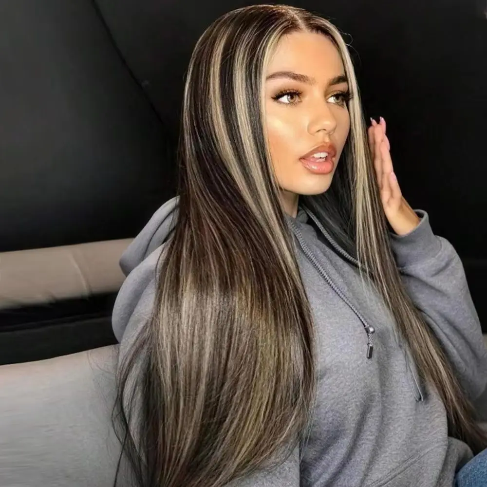 100% Remy Hair P1B/27 Highlight Bone Straight Wigs Human Hair 13x4 13x6 Lace Frontal Human Hair Wigs Ombre Lace Wigs For Women