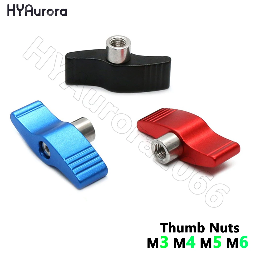 Thumb Nuts, M3 M4 M5 M6 Aluminum Alloy Butterfly Shape Adjustable Handle Clamping Knob Tighten Nut for SLR Rail Rod Slider