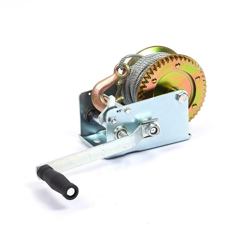 Hand Crank Winch Manual Steel Cable Hoist Small Lifting Winch Portable Manual Winder