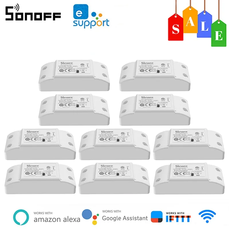 SONOFF-BASICR4 Interruptor de Luz WiFi, Casa Inteligente, Módulo de Relé Disjuntor Universal, Temporizador eWeLink, Controle Remoto Via Google Alexa, 1-10Pcs