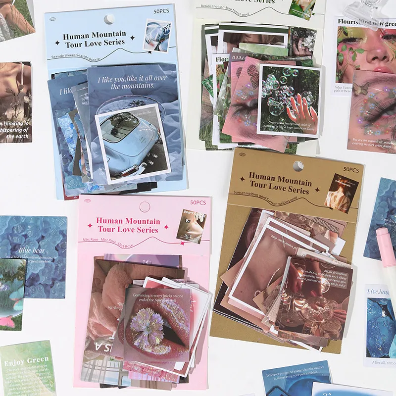 Mountain Wander Romance Series Stickers 50pcs Scenic Nature‑themed Decals for Journal Collage Scrapbook DIY Embellishment