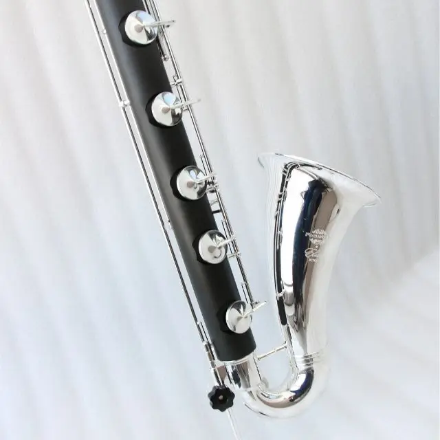 Professional Bb Key Bakelite Black Silver Plated Low C Bass Clarinet for Student Band Orchestra Performance