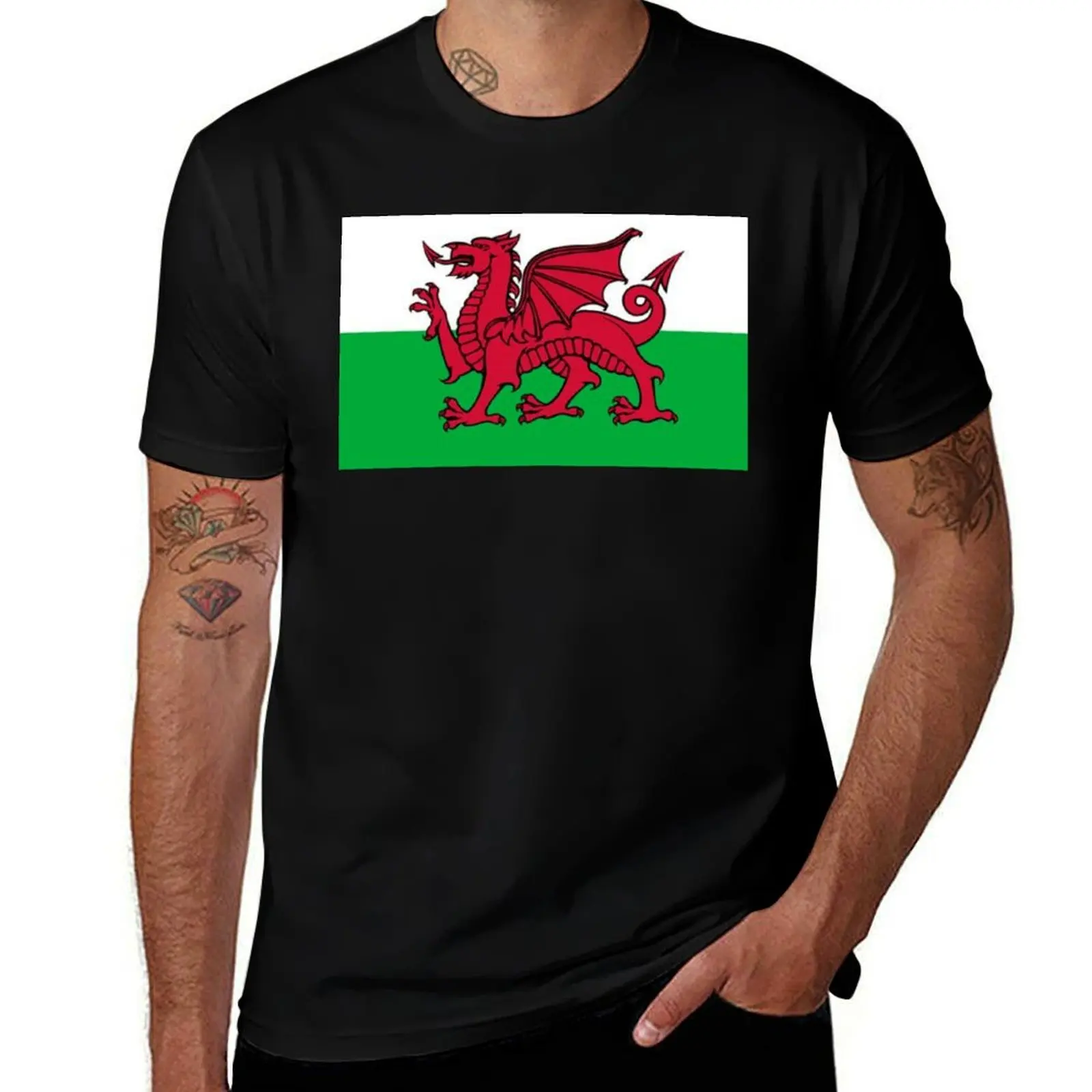 Welsh Flag T-Shirt Gym Wear Breathable Short Sleeve Tee T-Shirt