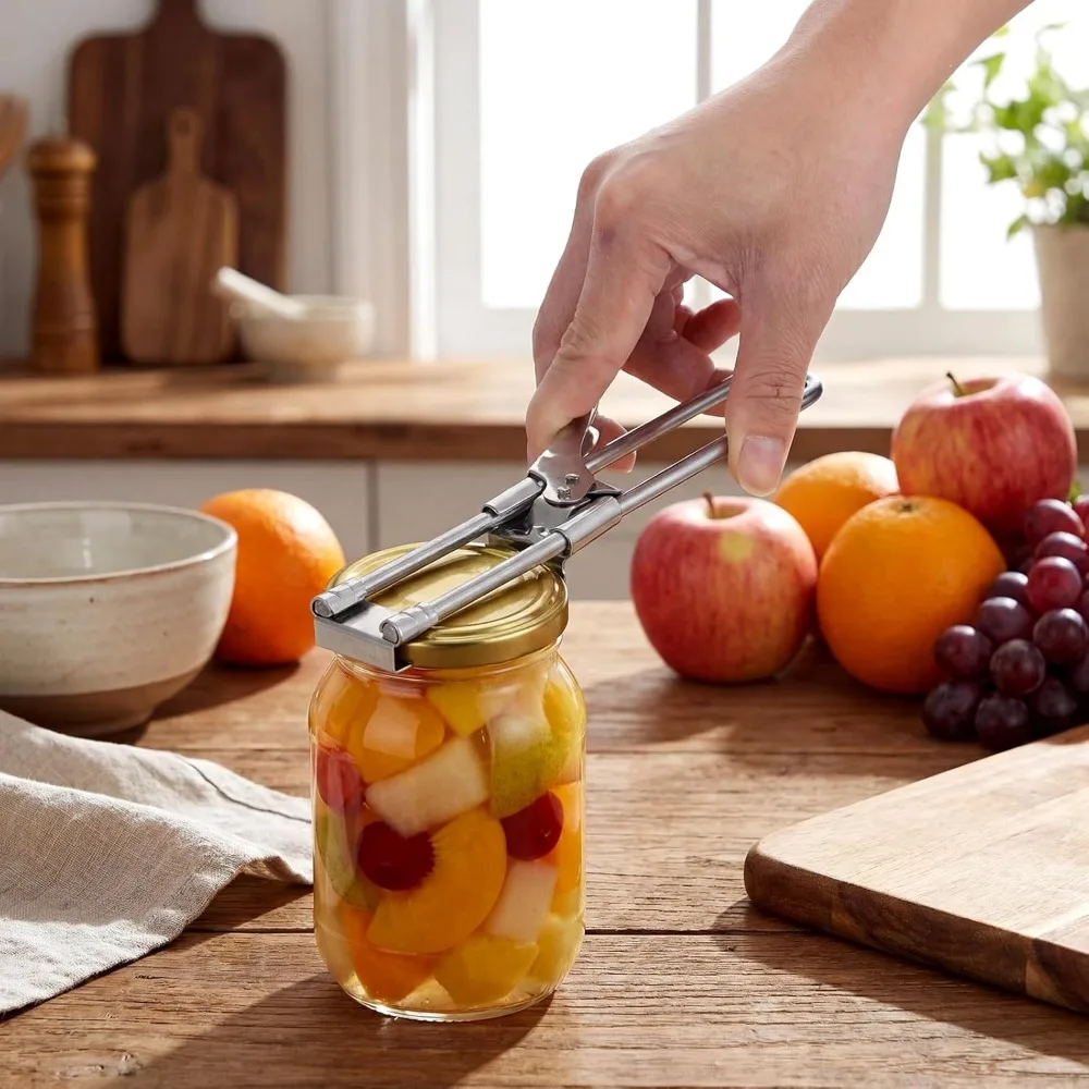 One Go Can Opener Adjustable Effortless Kitchen Tool Stainless Steel Opener Opens Cans Jar Lids Bottles Jar Lid Opener