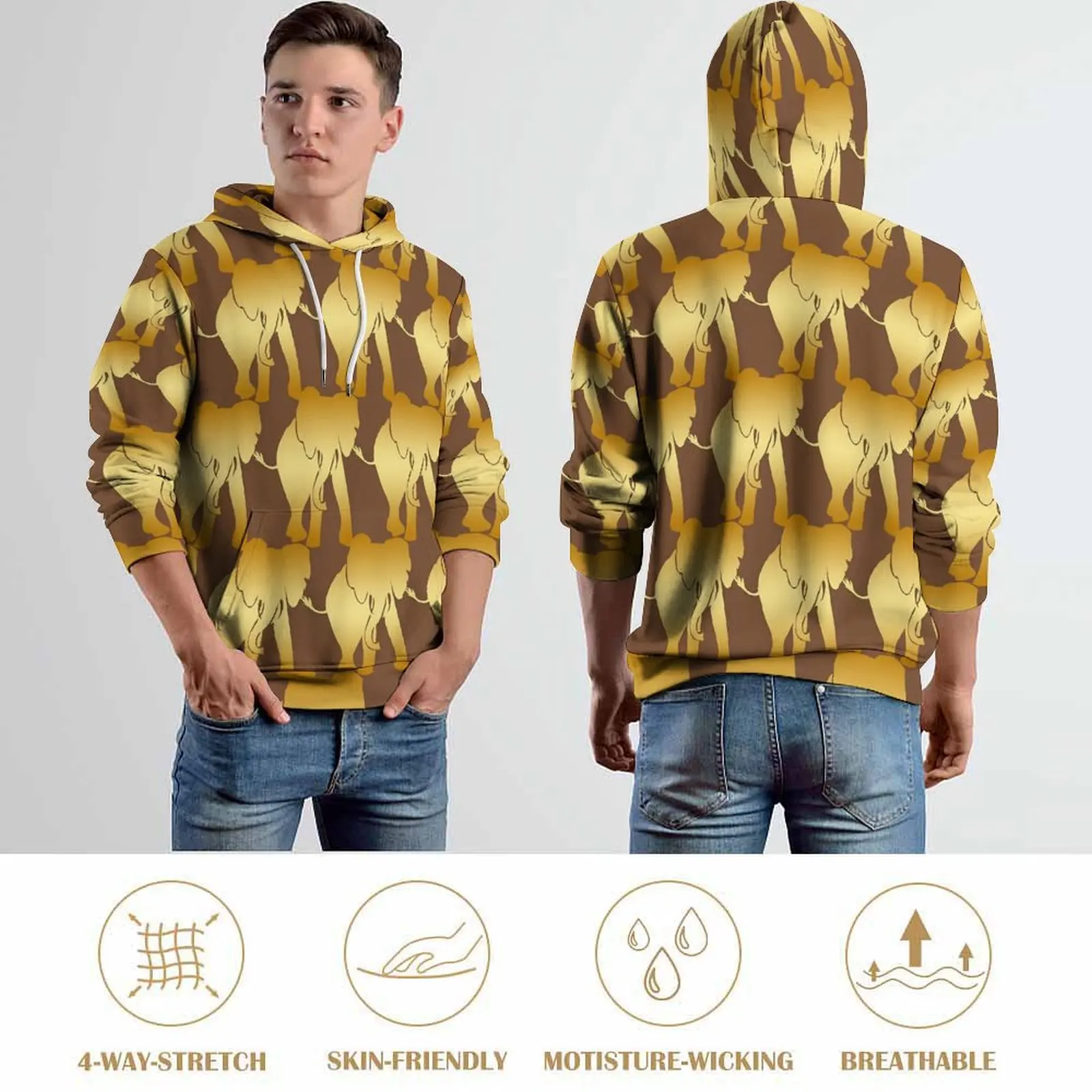 Elefant Geist Hoodies Retro Tier druck Streetwear lässig Hoodie Langarm y2k gedruckt Kapuze Sweatshirts Geburtstags geschenk